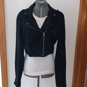 Black Crop Moto Style Jacket